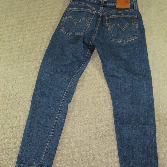 Levi’s Premium 501 S Skinny Size 25x26 Blue Jeans Button Fly - Picture 2 of 5